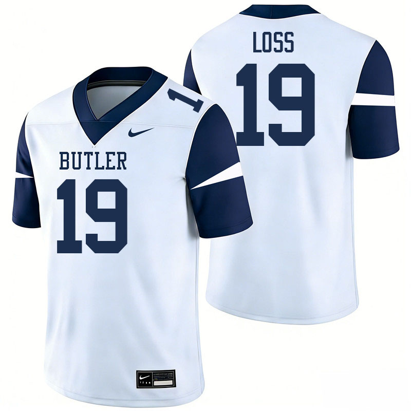 Butler Bulldogs #19 Ethan Loss College Football Jerseys,Uniforms-White